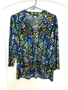Caribe 3/4 length sleeve stretch stained glass top.